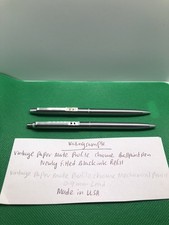 Vintage Paper Mate Profile Brushed Chrome Ballpoint Pen & Mechanical Pencil