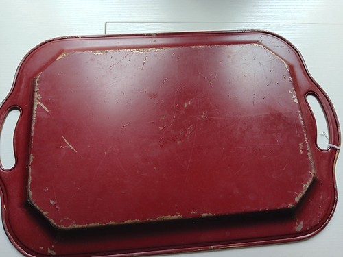 Vintage red painted tin - vintage, tea