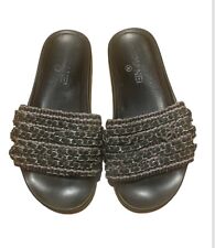 Authentic CHANEL Tweed & Chain Slide Shoes 