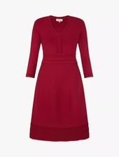 Hobbs Adalee Dark Pink berry Knitted Dress Size 16 NWT Rrp £149 From John Lewis