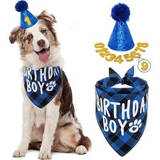 Cobee Dog Birthday Bandana Hat Number Set, 10 Pieces Dog Boy Birthday Party Pet
