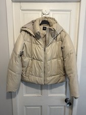 Zara Leather Look Hooded Jacket Coat Size S