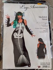 NEW Leg Avenue Skeleton Siren Dress Head Piece Sexy Halloween Costume Xray S/M