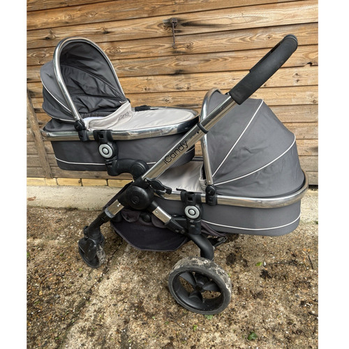 Icandy grey double pram system - grey,
