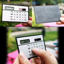 8 Digits Ultra Mini Slim Credit Card Size Solar Power Calculator Small Pocket