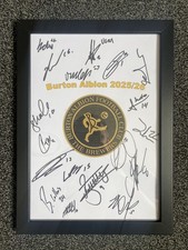 Burton Albion FC Football Club 2025/26 Hand Signed Framed A4 Autograph Sheet