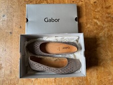 WOMENS GABOR GREY SUEDE HOVERCRAFT PUMPS UK 7 SLIP ON SHOES FLATS W/BOX