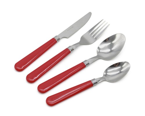 Cutlery set red grey - cutlery,