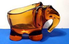 Rare Vintage Amber glass elephant pipe holder