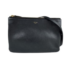 CELINE Shoulder Bag Trio Leather Black Women's z5763