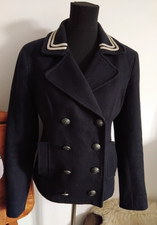 SUPERDRY NAVY WOOL 'AVENGER PEA COAT' MILITARY DOUBLE BREASTED JACKET M