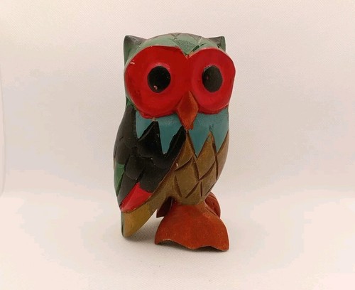 Wooden painted coloured owl - painted,