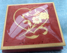 Beautiful sorrento Italian inlaid wood jewelry music box plays; Love me tender