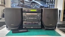 Aiwa NSX-V100 AM/FM Digital Audio Stereo Dual Cassette,AUX,Speakers & Remote