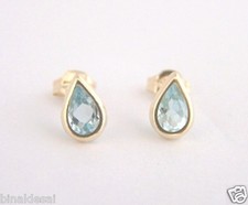 9ct Gold Teardrop Sky Blue