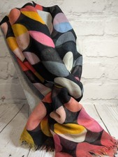 Multicolor scarf sarong cover up black background lightweight 175cm x 100cm