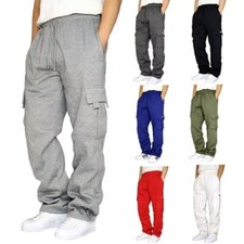 Mens Joggers Pants Tracksuit Bottoms Jogging Loose Trouser Straight Sweatpants