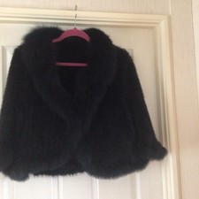 Black 100% mink V Neck short