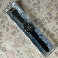 Swatch Scuba BLACK WAVE SDB102 Watch 1991 Black Scuba 200 In Box RARE