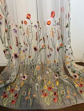 Floral Embroidered Chiffon Chapel Length Veil with Comb in Great Condition