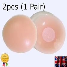 Silicone Nipple Pad Covers Pairs Reusable Adhesive Invisible Bra Round Breast UK