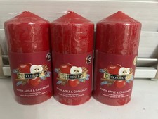 Wickford & Co Scented Pillar Candles PK Of 3 Apple & cinnamon  Fragranced  NEW