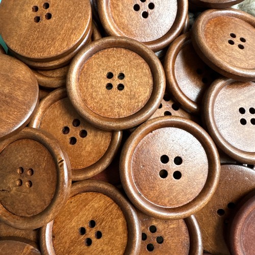 Brown round wooden - brown, buttons