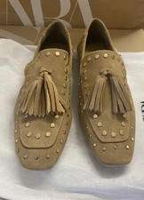 Zara SPLIT SUEDE LOAFERS WITH