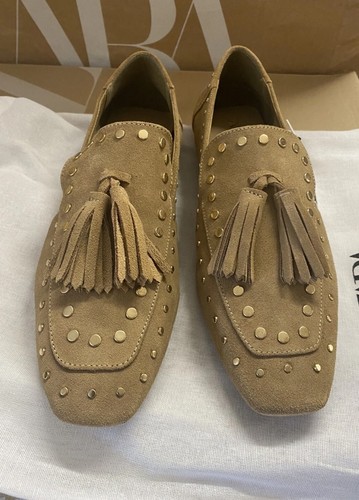 Zara split suede loafers - zara,