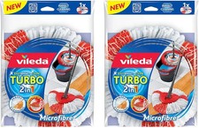 Vileda Turbo 2in1 Spin Mop Refill, Pack of 2 Turbo 2in1 Mop Head Replacements, F