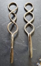 Pair Hand Forged Blacksmith French Country Kitchen pot pan Hanging utility Hooks