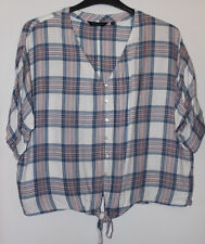 Peacocks Checked Brushed Viscose Tie Blouse Size 14