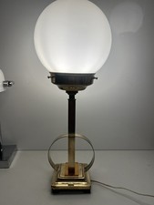 Art Deco Brass Lamp with White
