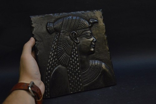 Hand carved cleopatra plaque - carved,