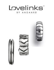 LOVELINKS 925 sterling silver TRIO OF SPACERS CHARM BRACELET BEADS, hearts lines