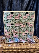 Wooden Drawers, Desktop, William Morris Inspired, Hand Decorated 18x31x32cm