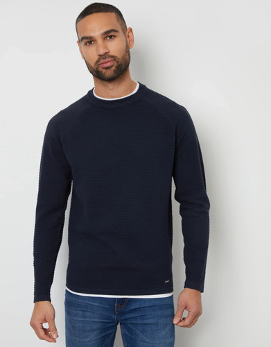 Threadbare navy textured - navy,