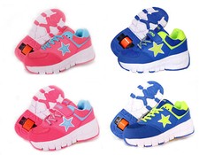 KIDS Roller Skate Shoes Retractable WHEELS on shoes Skate Trainers for 6-13 year