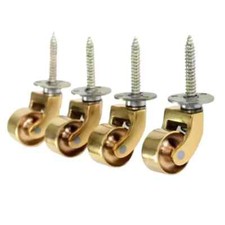 4 X Solid Brass Swivel Castor Wheels 360° Rotation Load 150kg Furniture 32mm