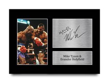Evander Holyfield & Mike Tyson A4 Boxing Gift Signed Photo Prints to Boxer Fans