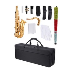 Gold Brass Tenor Saxophone B Flat Sax Beginner Kit with Case Mouthpiece