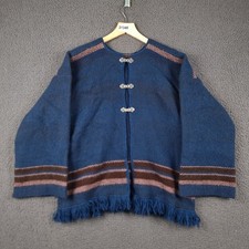 Vintage NORWEGIAN Cardigan Jumper Womens XL Nordic Wool Knit Clasp Cape Tunic