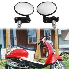 7/8" 22mm Motorbike Bar End Side Rearview Mirrors Round For Schwinn 50cc Scooter