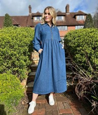 Midi Dress Women's Denim Long