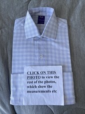 Vintage RAEL BROOK Mens Shirt 15.5 Collar 39cm CONVERTIBLE CUFF Blue White Check