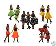 Rock N Roll Polka Dot Skirt & Scarf Set 1950s & 1960s Womens Fancy Dress