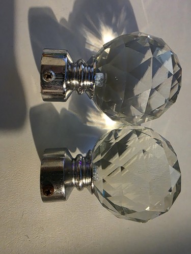 Pair large clear faceted - pair,