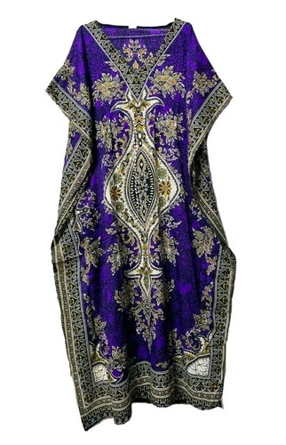 Women long purple kaftan - long,