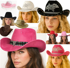 Women’s Cowgirl Hats Western Rodeo Rhinestone Pink Glitter Festival Halloween