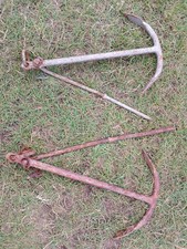 2 X Vintage Iron Boat Fisherman's Anchors. FREE POSTAGE